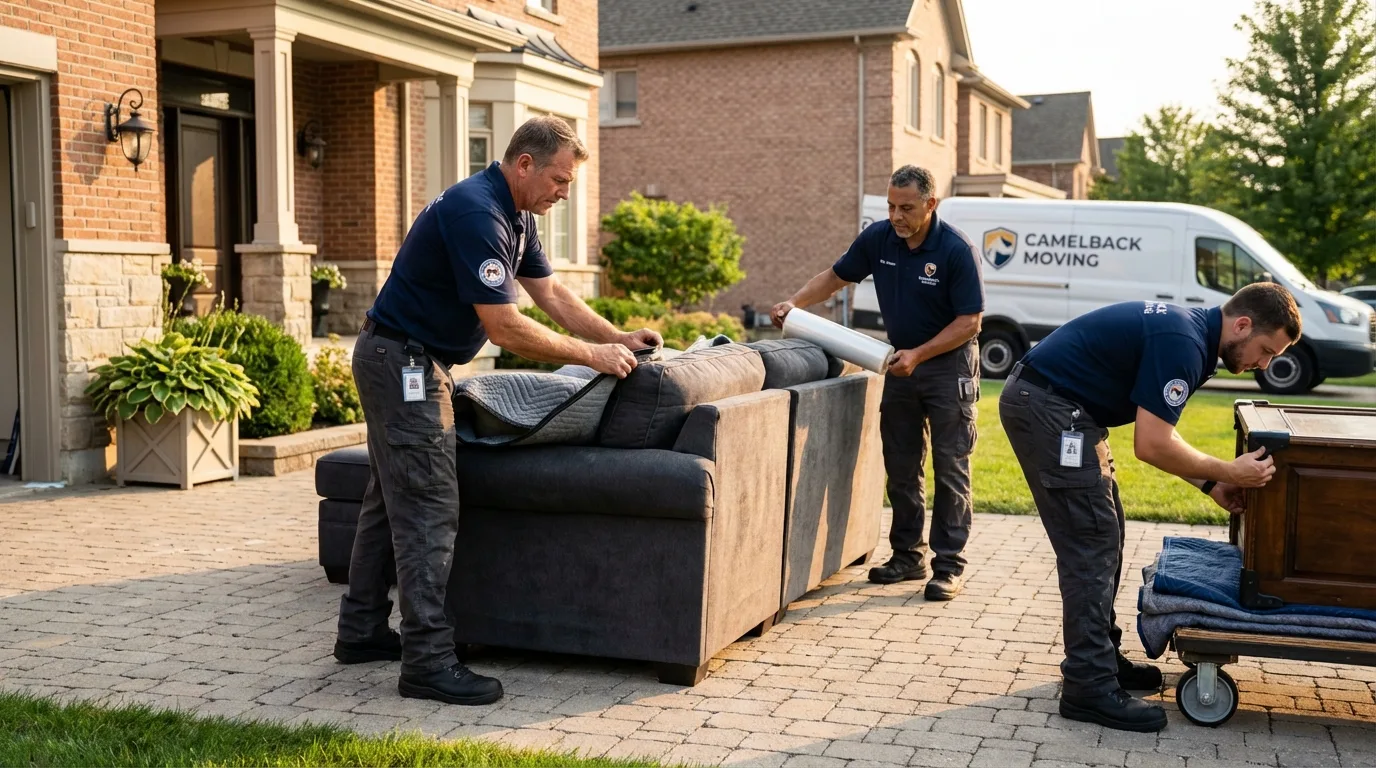 Large estate moving crew wrapping furniture in Tustin, CA